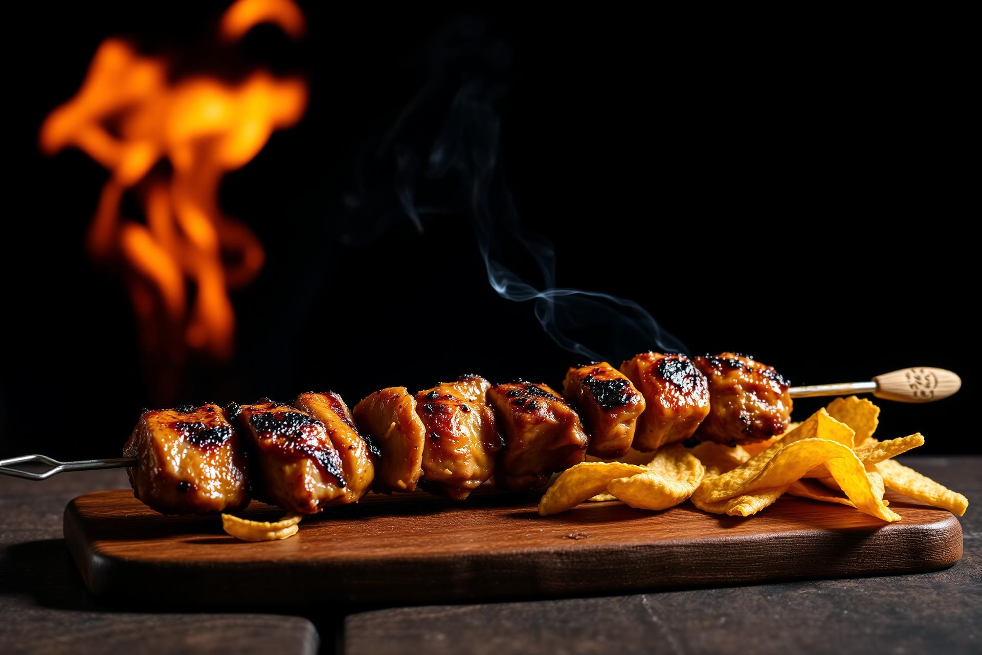 Flame-grilled chicken kebabs